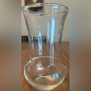 Vintage Federal Glass Clear Etched Vase with Leaf Band
Mid-Century